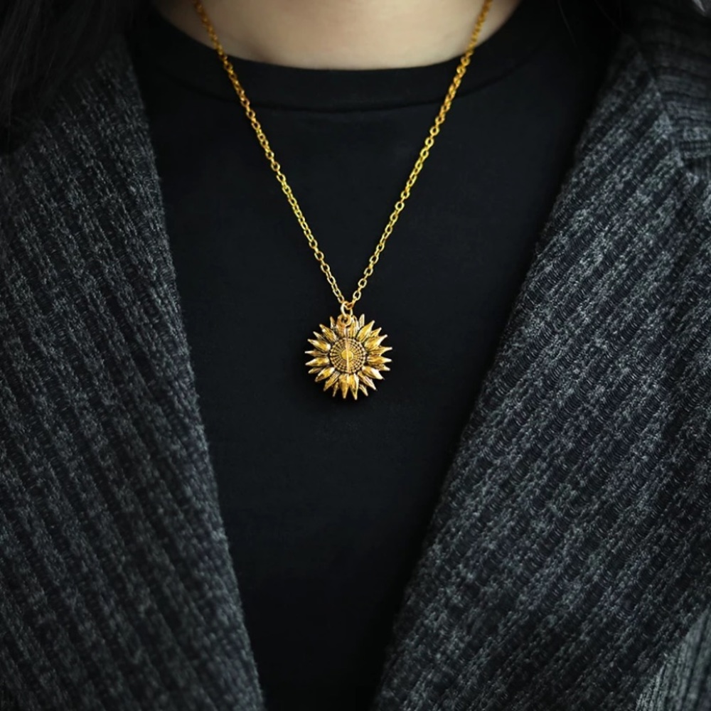 NWOT! Sunflower Locket Necklace with Message Inside. - Picture 6 of 7